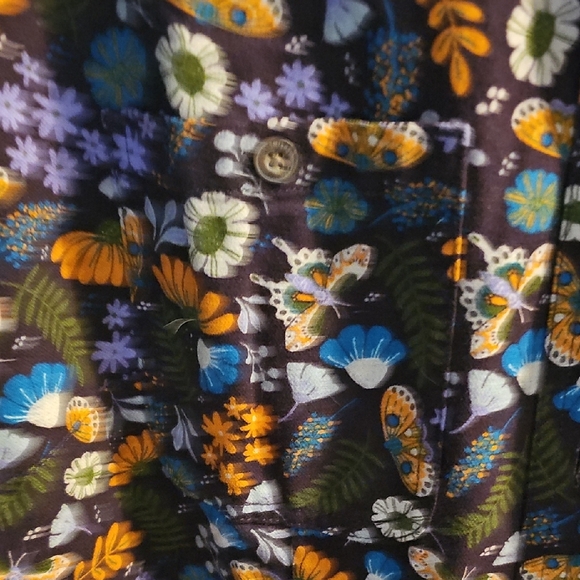 Duluth Trading Co Floral Button-Up Shirt - Black, Blue, Orange - Picture 3 of 6